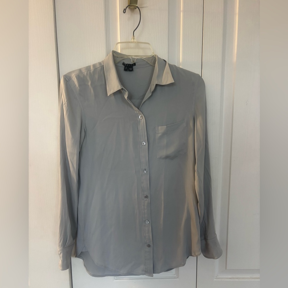 Theory Light Gray Shirt 90% Silk